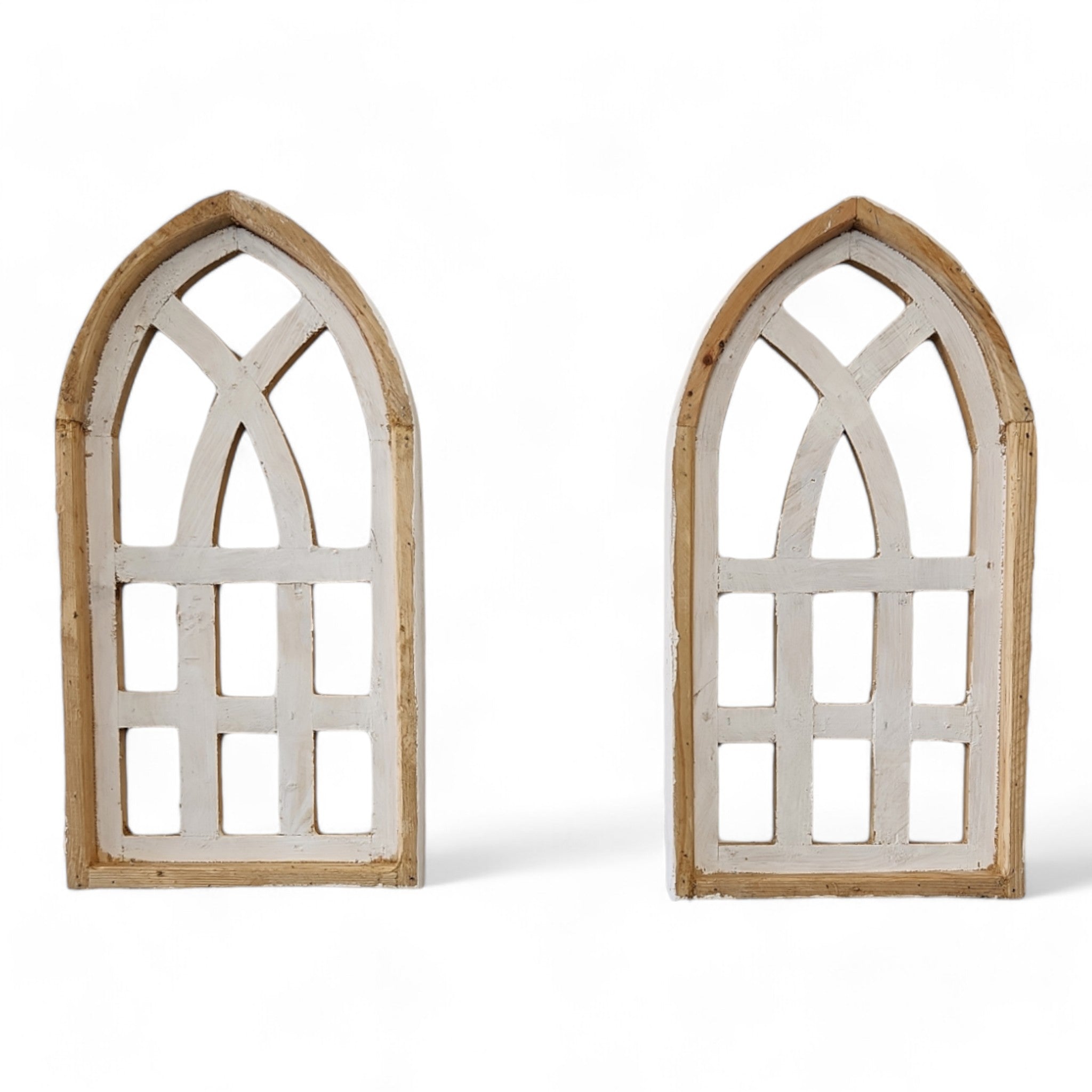 Set of 2 Mini White Waters Cathedral Wood Window - The Mini Whitewaters Cathedral Window - Ranch Junkie Mercantile LLC 