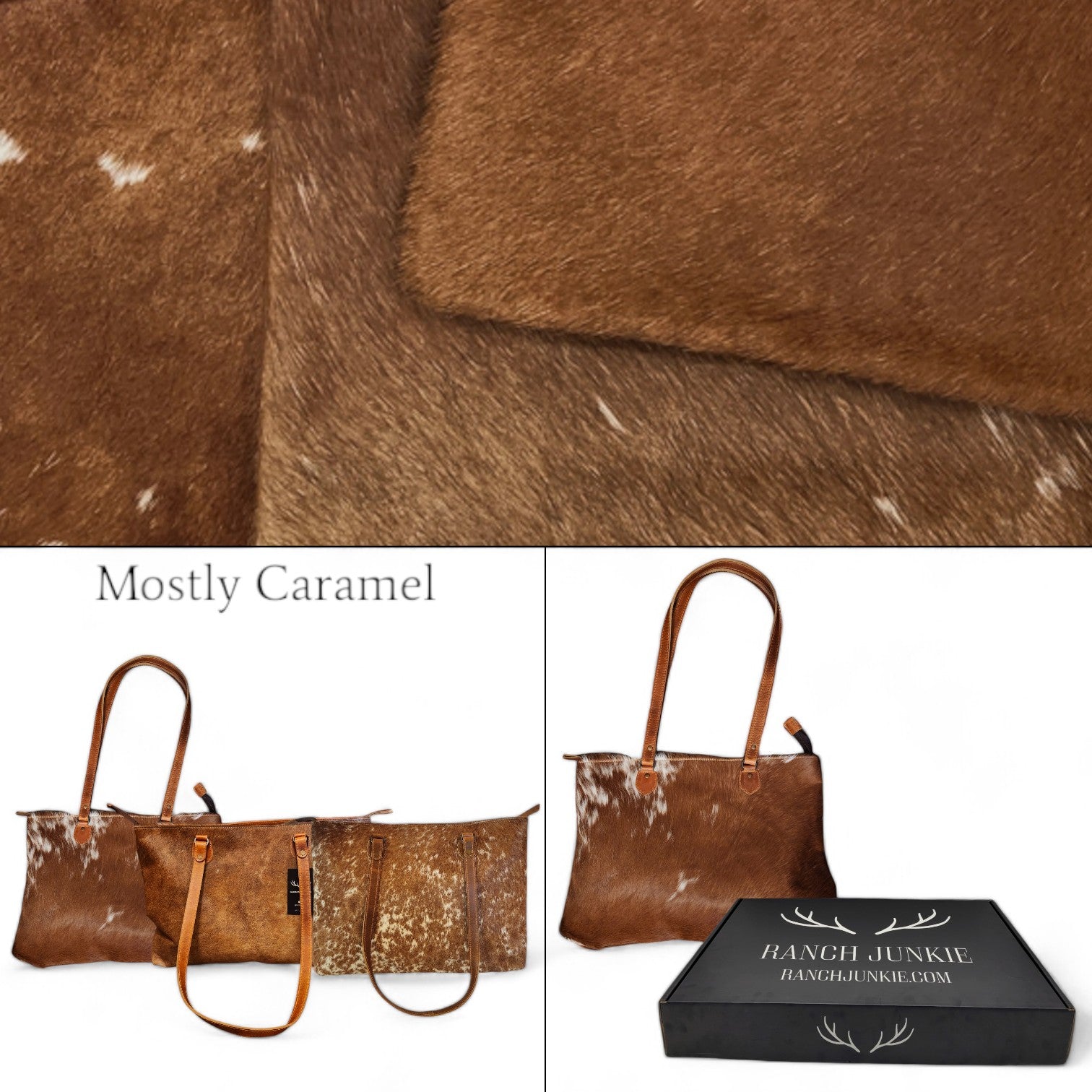 Bundle Deal Highlands Cowhide Large Tote Saddle + Envelope Cowhide Large Wallet Saddle - Ranch Junkie Mercantile LLC 