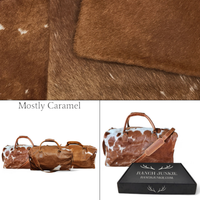 Saddle Large Genuine Cowhide Weekender Highlands Cowhide Duffel - Ranch Junkie Mercantile LLC 