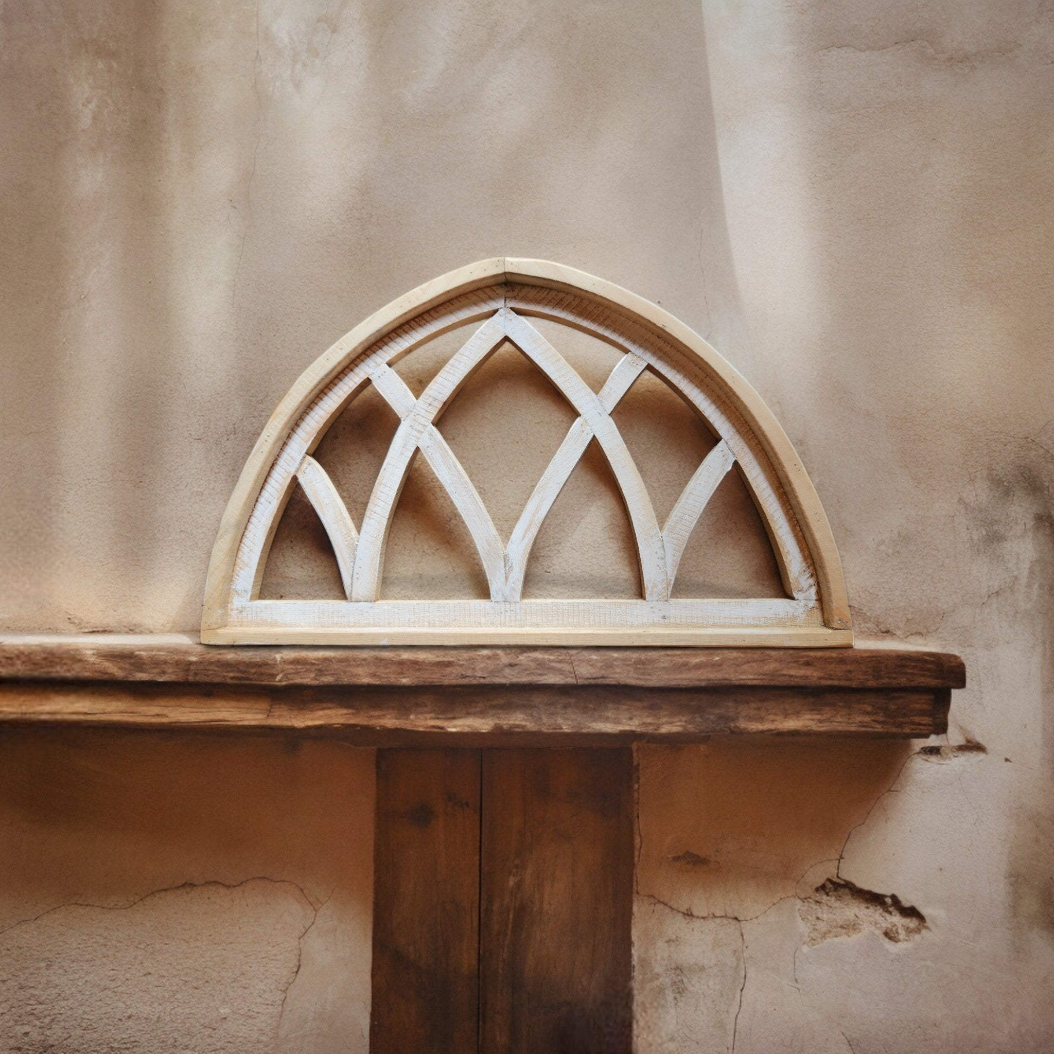 Farmhouse Half Moon Wooden Wall Window Arch -2 Sizes- Wood Cathedral Window Mountain Ridge