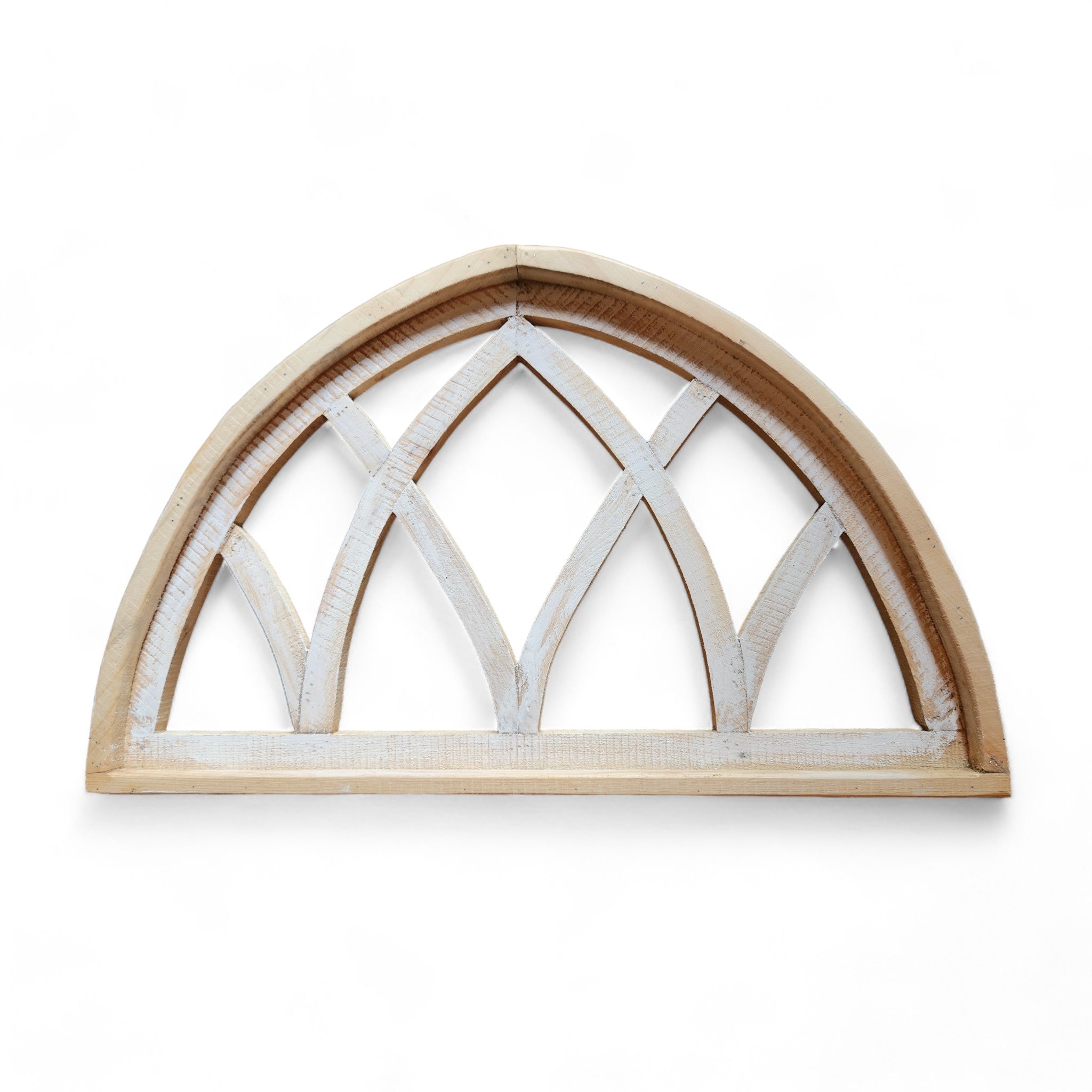 Farmhouse Half Moon Wooden Wall Window Arch -2 Sizes- Wood Cathedral Window Mountain Ridge