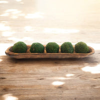 18"-21.5" Baguette Dough Bowl Three Colors,  The New Dawn Decorative Wood Bowl, Table Center Piece, Wood Bowl + Moss Balls - Ranch Junkie Mercantile LLC 