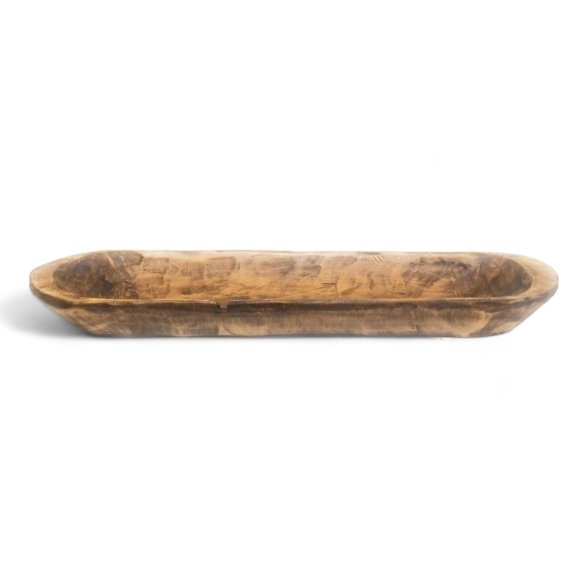 18"-21.5" Baguette Dough Bowl Three Colors,  The New Dawn Decorative Wood Bowl, Table Center Piece, Wood Bowl + Moss Balls - Ranch Junkie Mercantile LLC 