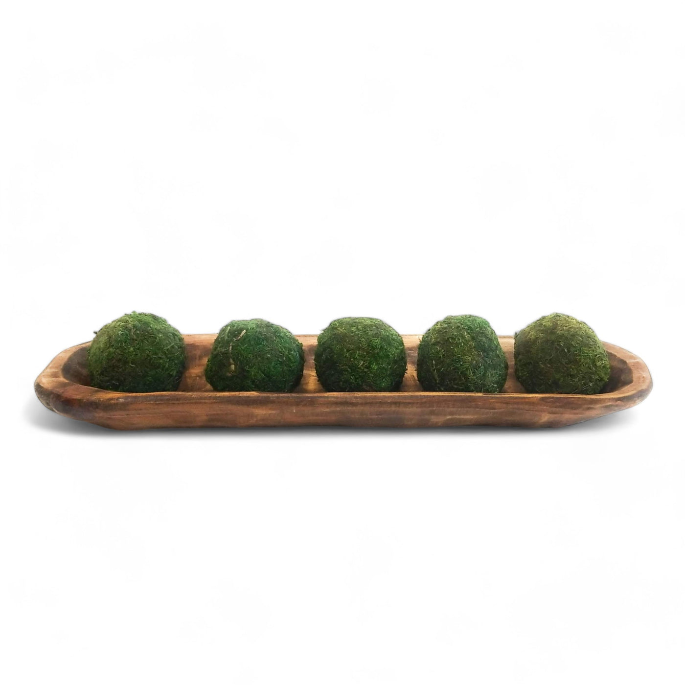 18"-21.5" Baguette Dough Bowl Three Colors,  The New Dawn Decorative Wood Bowl, Table Center Piece, Wood Bowl + Moss Balls - Ranch Junkie Mercantile LLC 