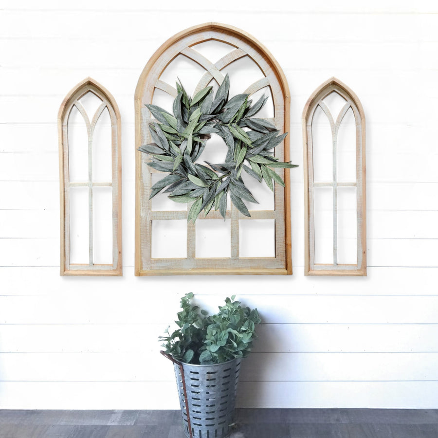 Set of 3 Farmhouse Wooden Paradise Window Collection- The Paradise Collection- Window Arches Farmhouse Wood Cathedrals