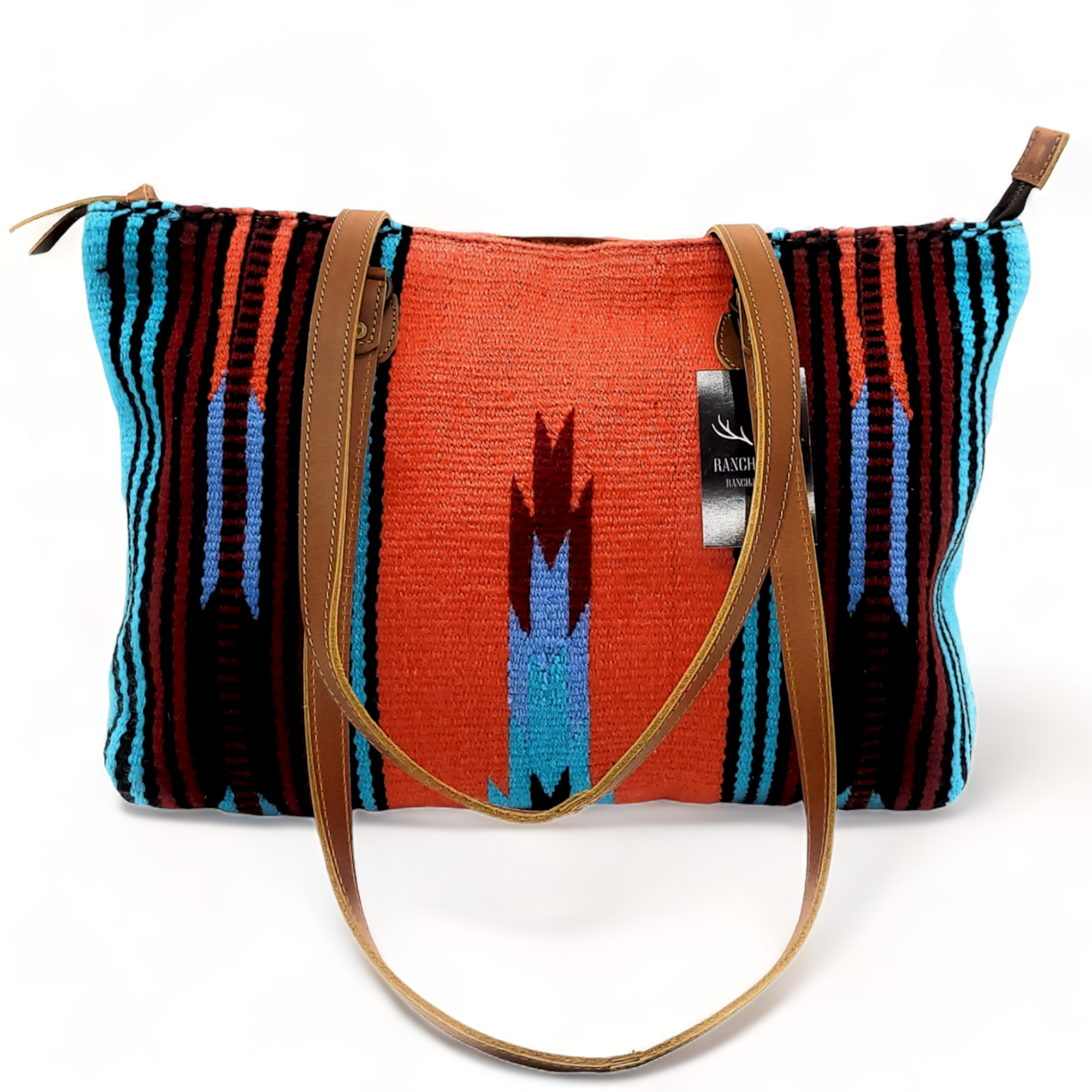 Bundle Deal The Sedona Southwestern Leather Aztec Weekender Duffel Bag+ Large Western Tote Bag