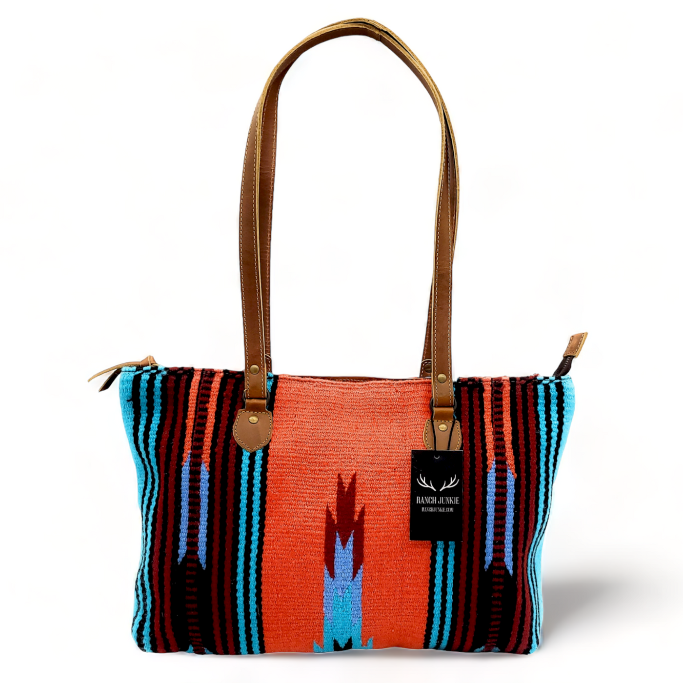 Bundle Deal The Sedona Southwestern Leather Aztec Weekender Duffel Bag+ Large Western Tote Bag