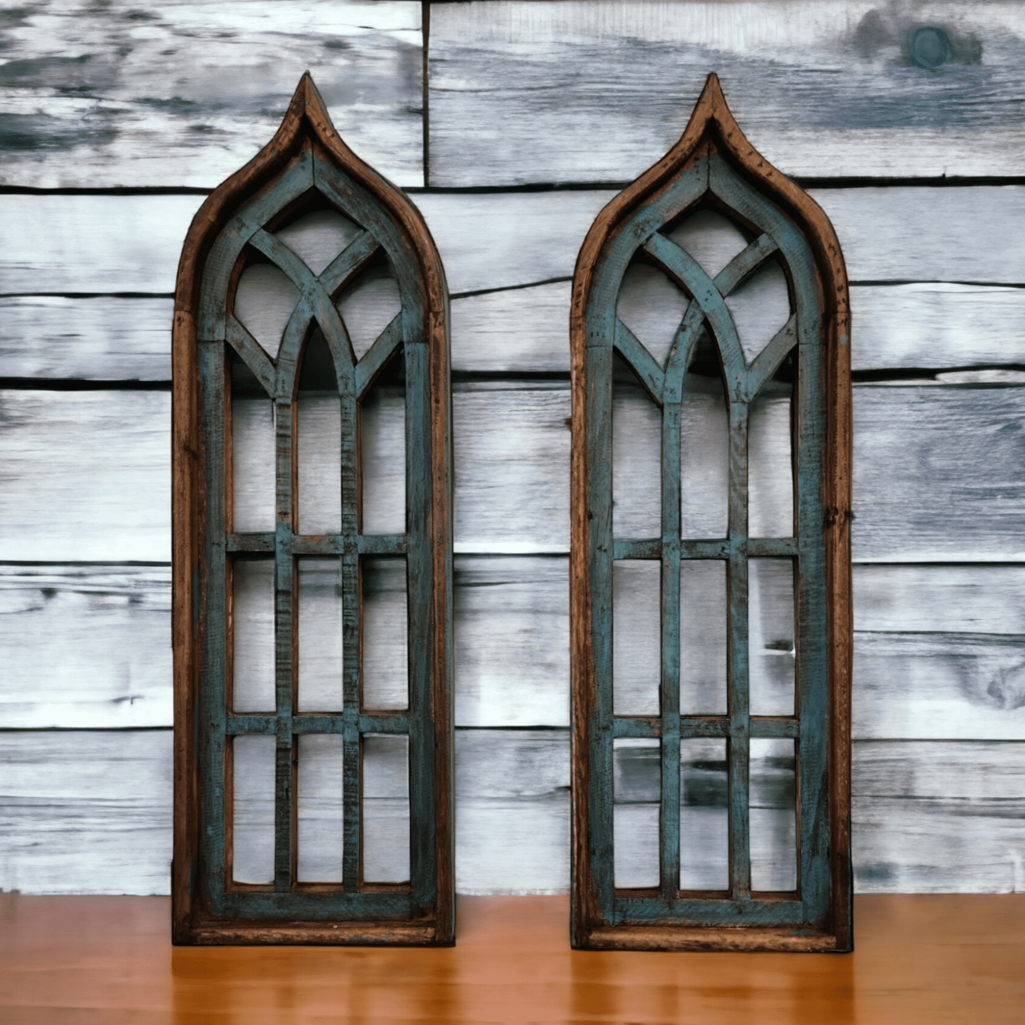 Wood Metal Gothic Window top Frame, Distressed Wall Decor, Arched Church Frame A, Gothic Window Wall Decor Wall Hanging, Farmhouse Window