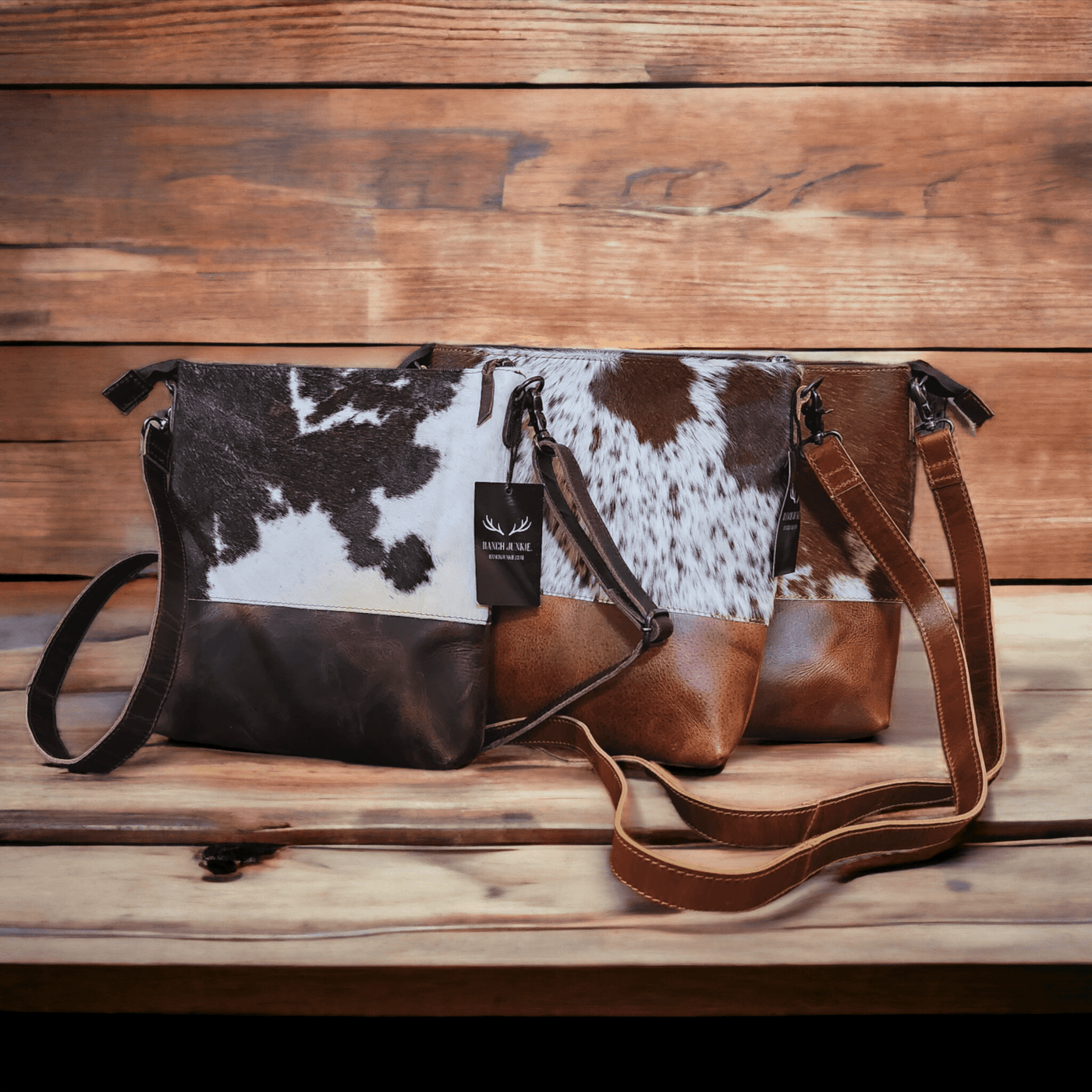 Cow Pattern Crossbody Bag Set, Boho Style Shoulder Bag, Vintage