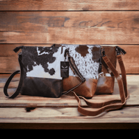 Bundle Deal Highlands Cowhide Crossbody Purse + Cowhide Credit Card Wallet - Ranch Junkie Mercantile LLC 