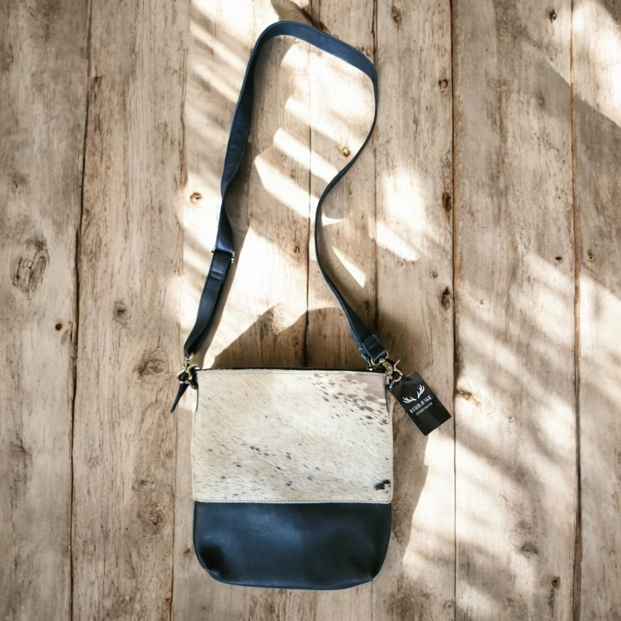 Sample Sale Highlands Genuine Cowhide Large Black Crossbody Bag Crossbody Purse #8 - Ranch Junkie Mercantile LLC 