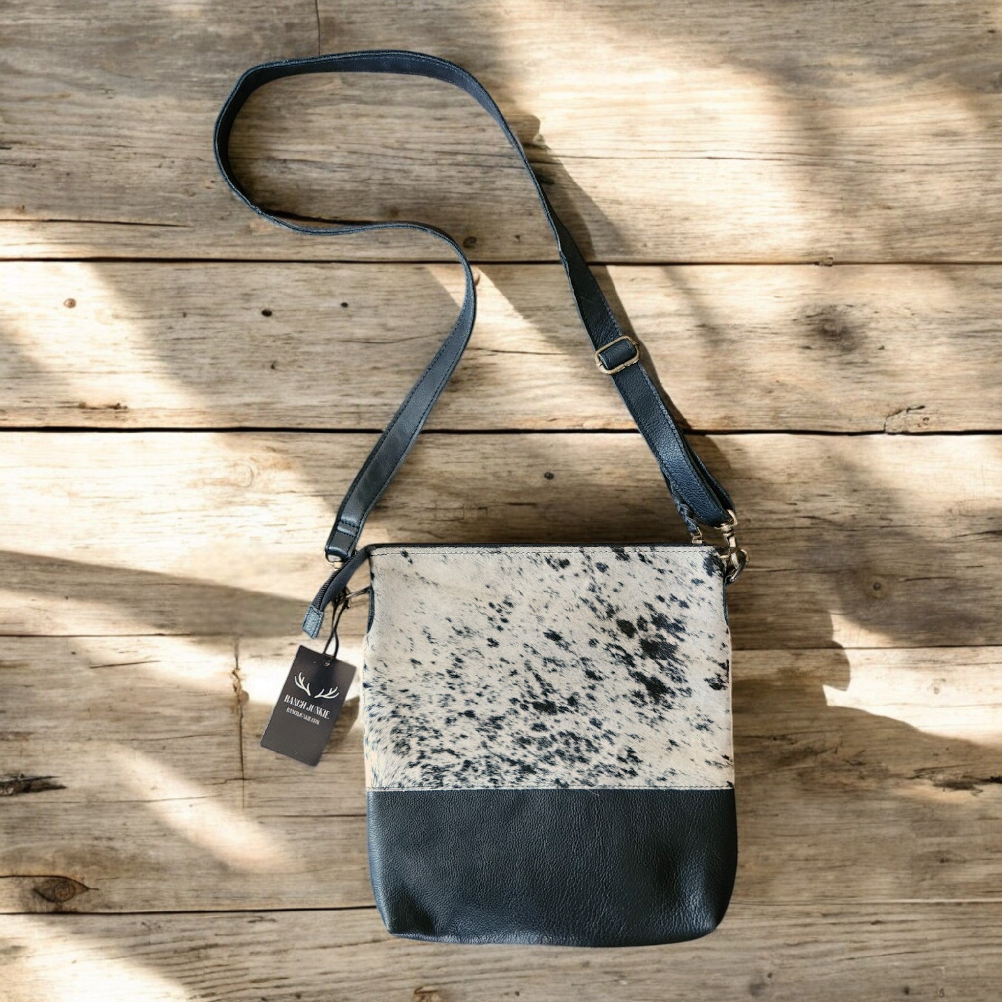 Sample Sale Highlands Genuine Cowhide Large Black Crossbody Bag Crossbody Purse #11 - Ranch Junkie Mercantile LLC 