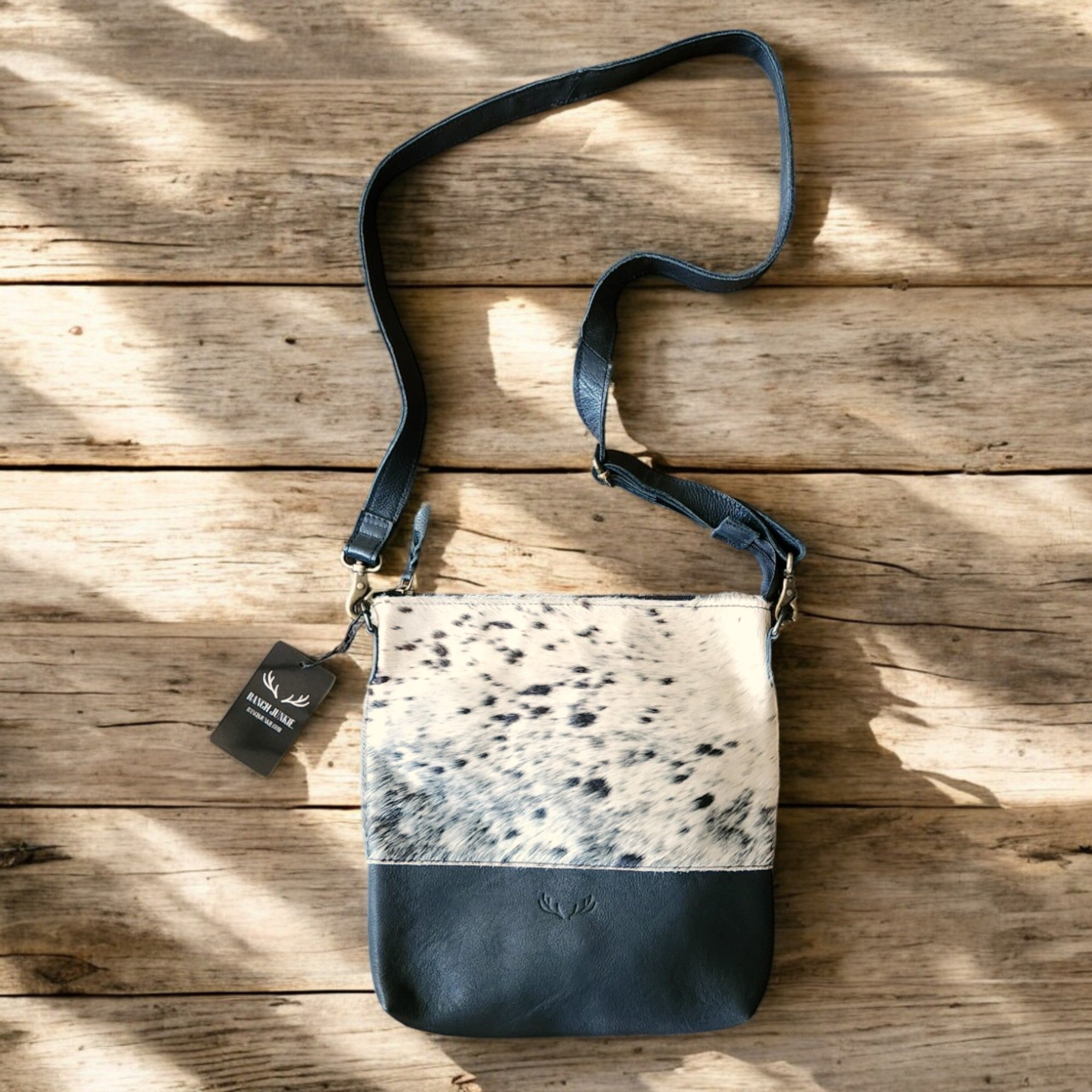 Sample Sale Highlands Genuine Cowhide Large Black Crossbody Bag Crossbody Purse #12 - Ranch Junkie Mercantile LLC 