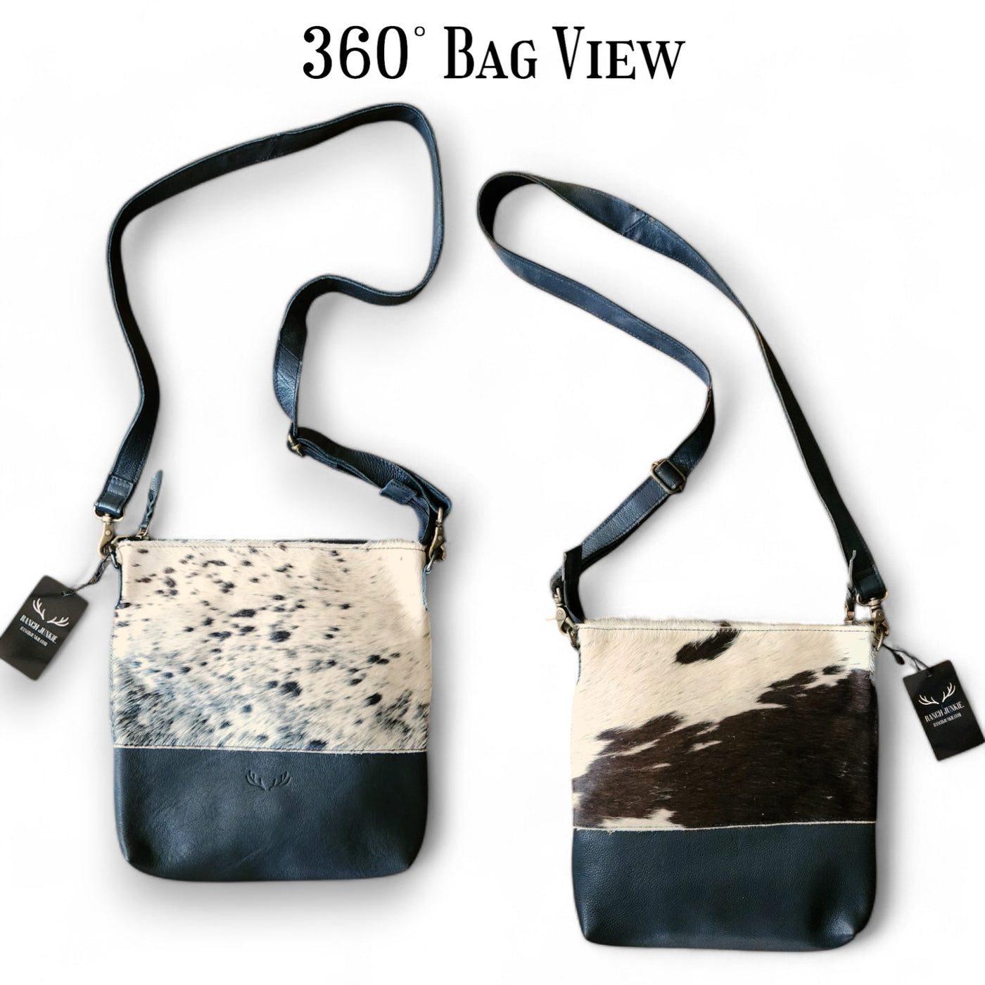 Sample Sale Highlands Genuine Cowhide Large Black Crossbody Bag Crossbody Purse #12 - Ranch Junkie Mercantile LLC 