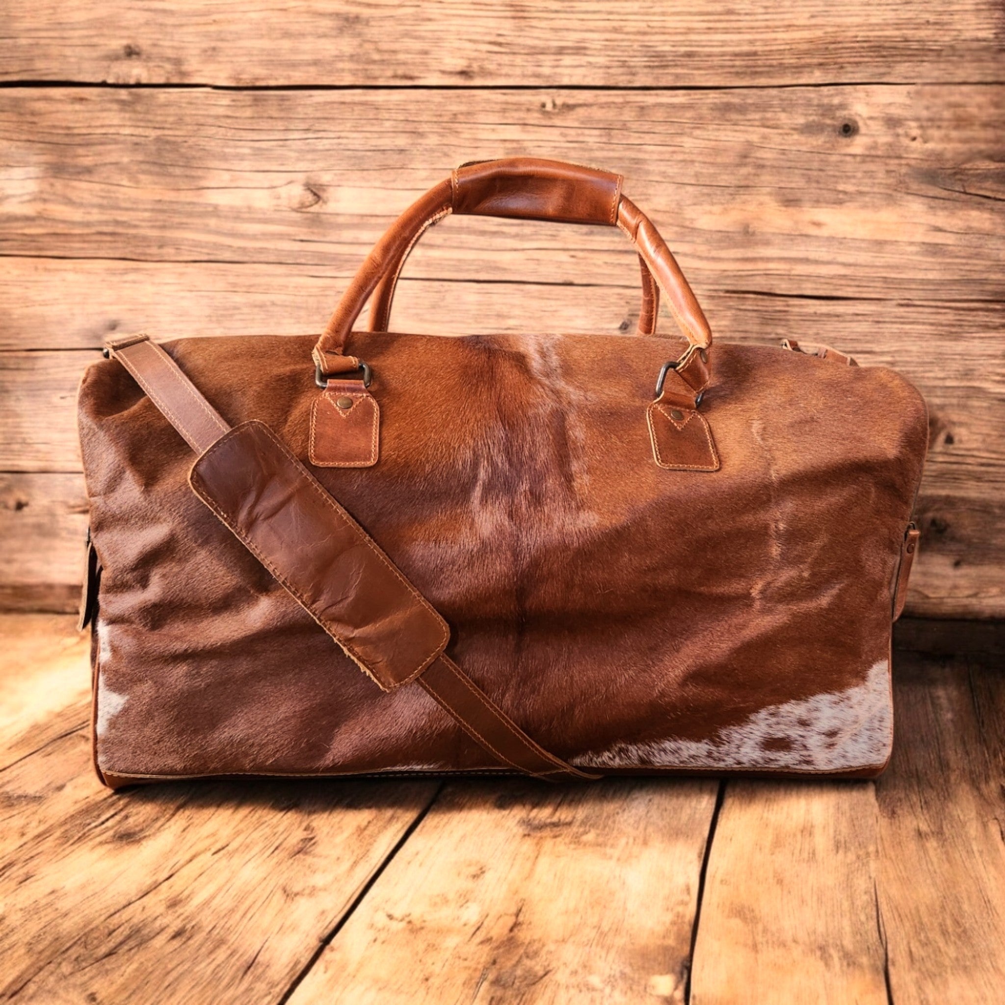 Sample Sale Highlands Saddle Large Genuine Cowhide Weekender Cowhide Duffel #1 - Ranch Junkie Mercantile LLC 