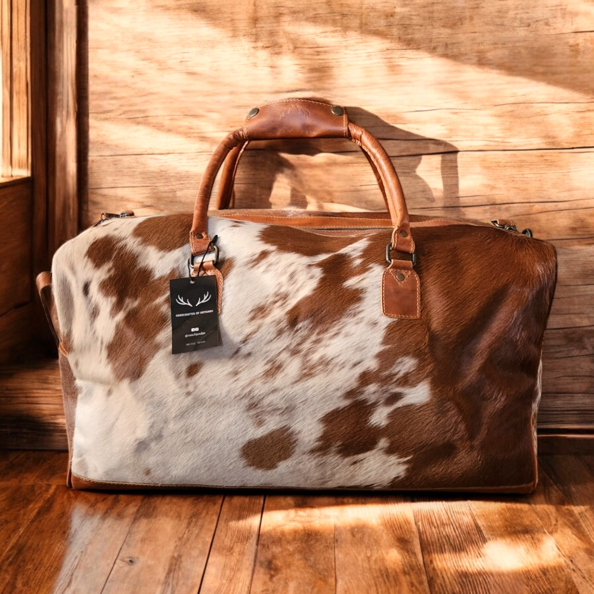 Sample Sale Highlands Saddle Large Genuine Cowhide Weekender Cowhide Duffel #1 - Ranch Junkie Mercantile LLC 