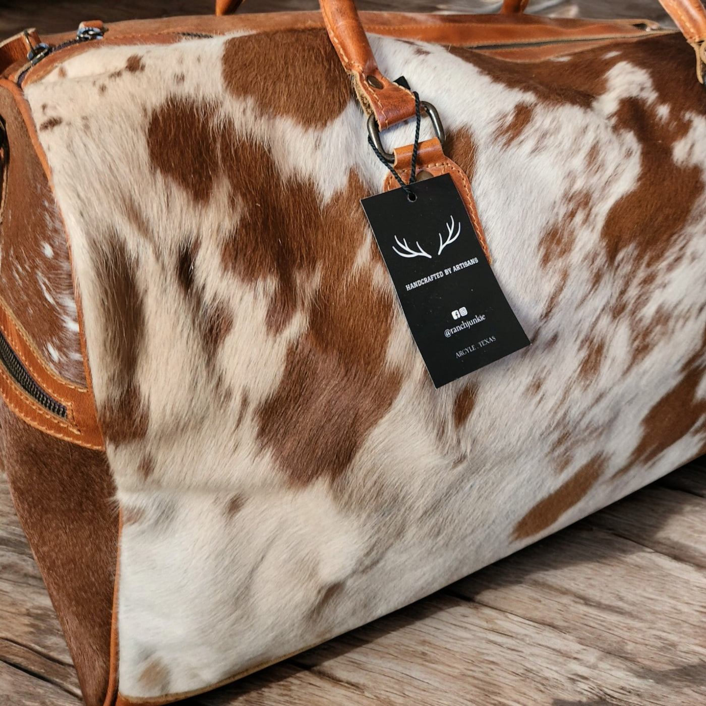 Sample Sale Highlands Saddle Large Genuine Cowhide Weekender Cowhide Duffel #1 - Ranch Junkie Mercantile LLC 