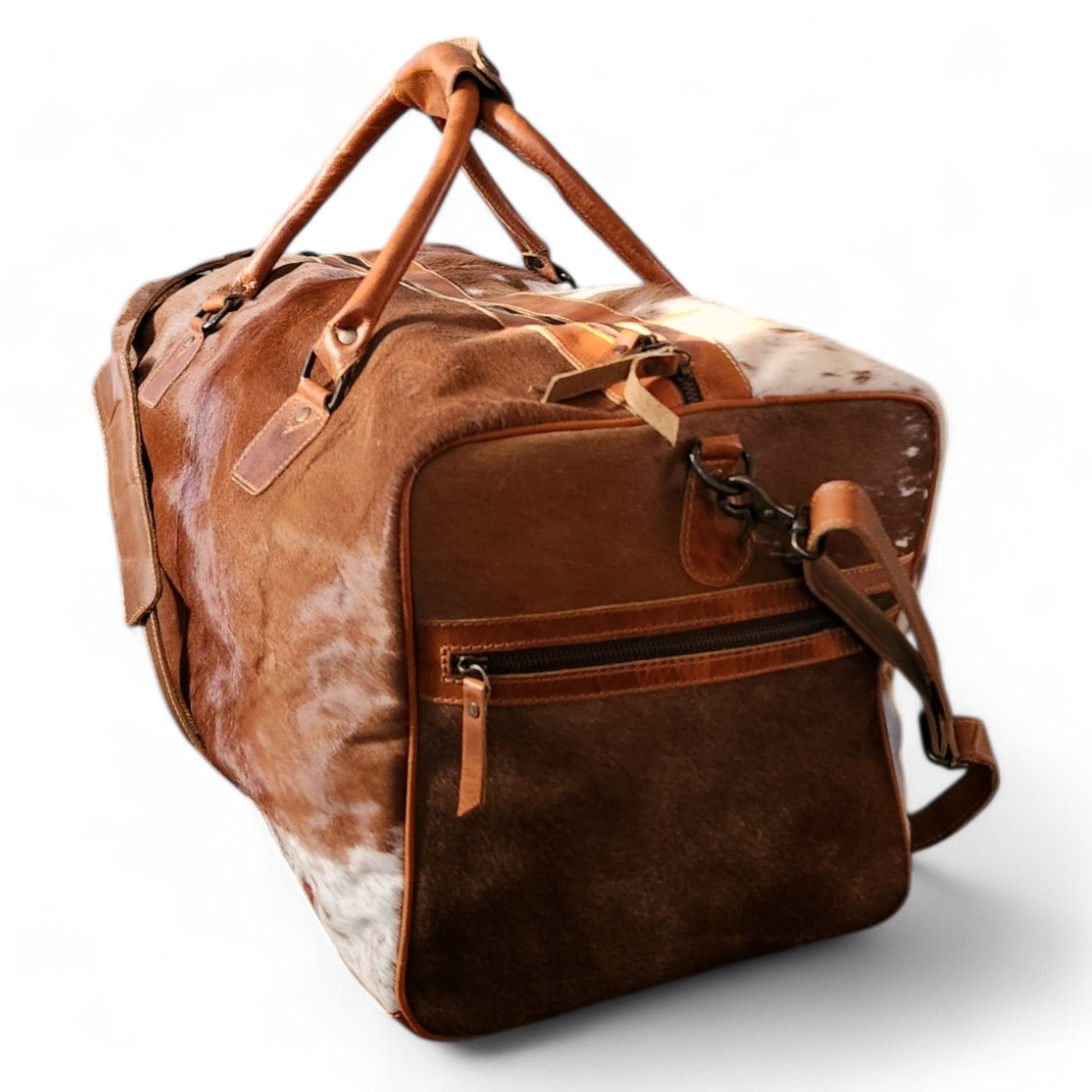 Sample Sale Highlands Saddle Large Genuine Cowhide Weekender Cowhide Duffel #1 - Ranch Junkie Mercantile LLC 