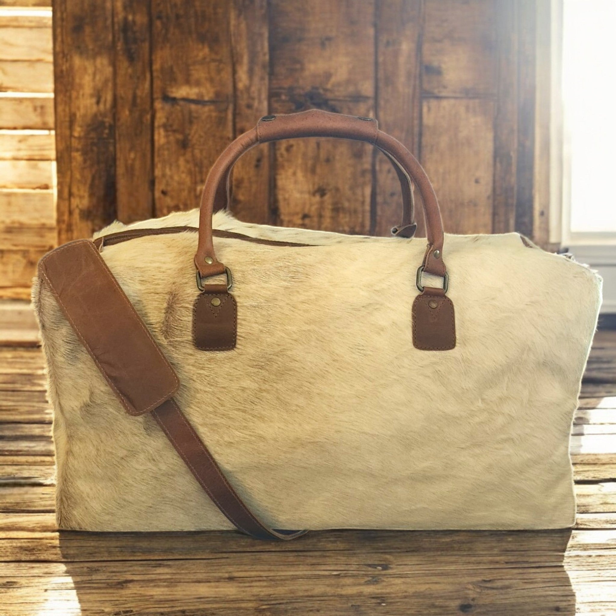 Sample Sale Highlands Saddle Large Genuine Cowhide Weekender Cowhide Duffel #2 - Ranch Junkie Mercantile LLC 