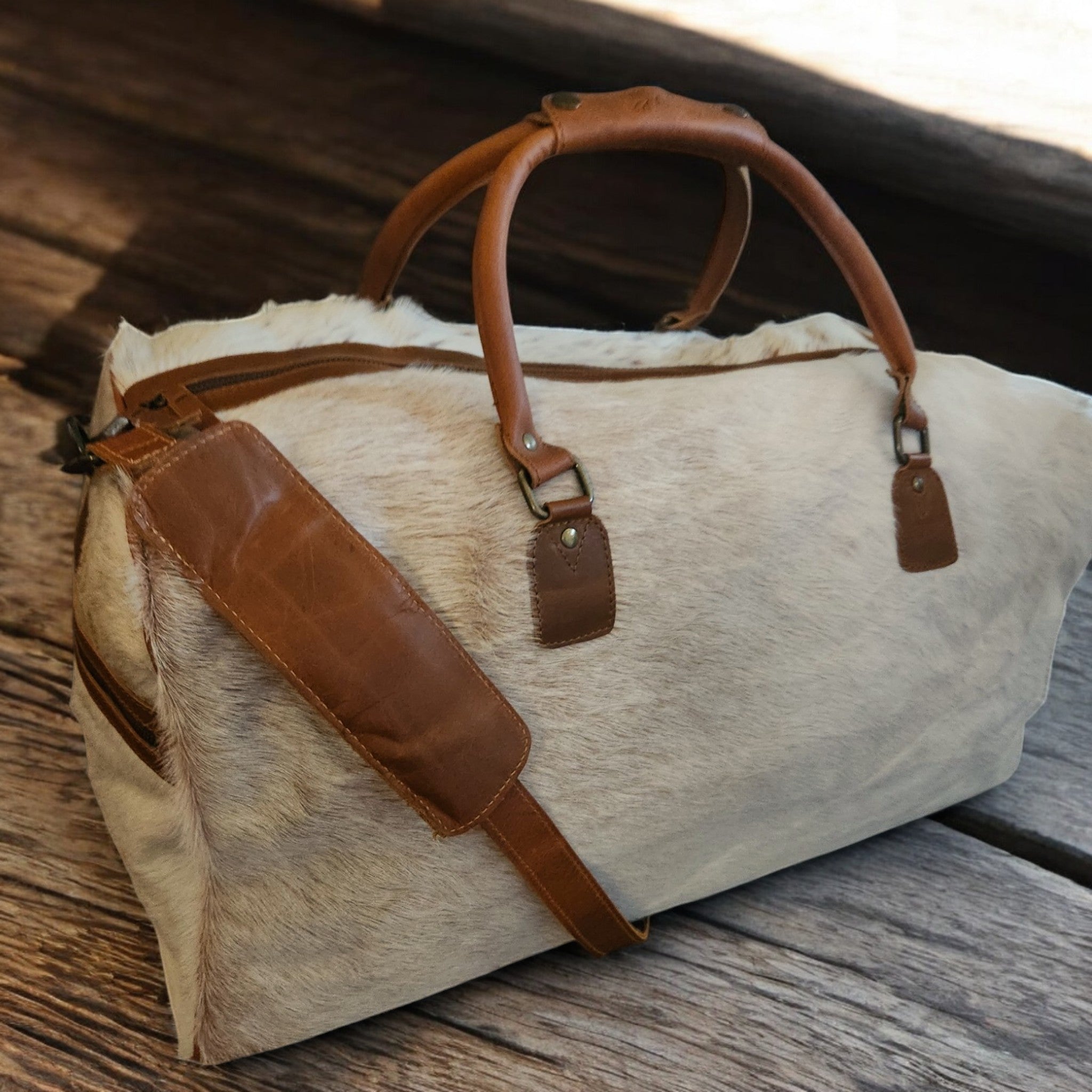 Sample Sale Highlands Saddle Large Genuine Cowhide Weekender Cowhide Duffel #2 - Ranch Junkie Mercantile LLC 