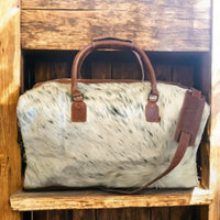 Sample Sale Highlands Speckled Black Large Genuine Cowhide Weekender Cowhide Duffel #3 - Ranch Junkie Mercantile LLC 