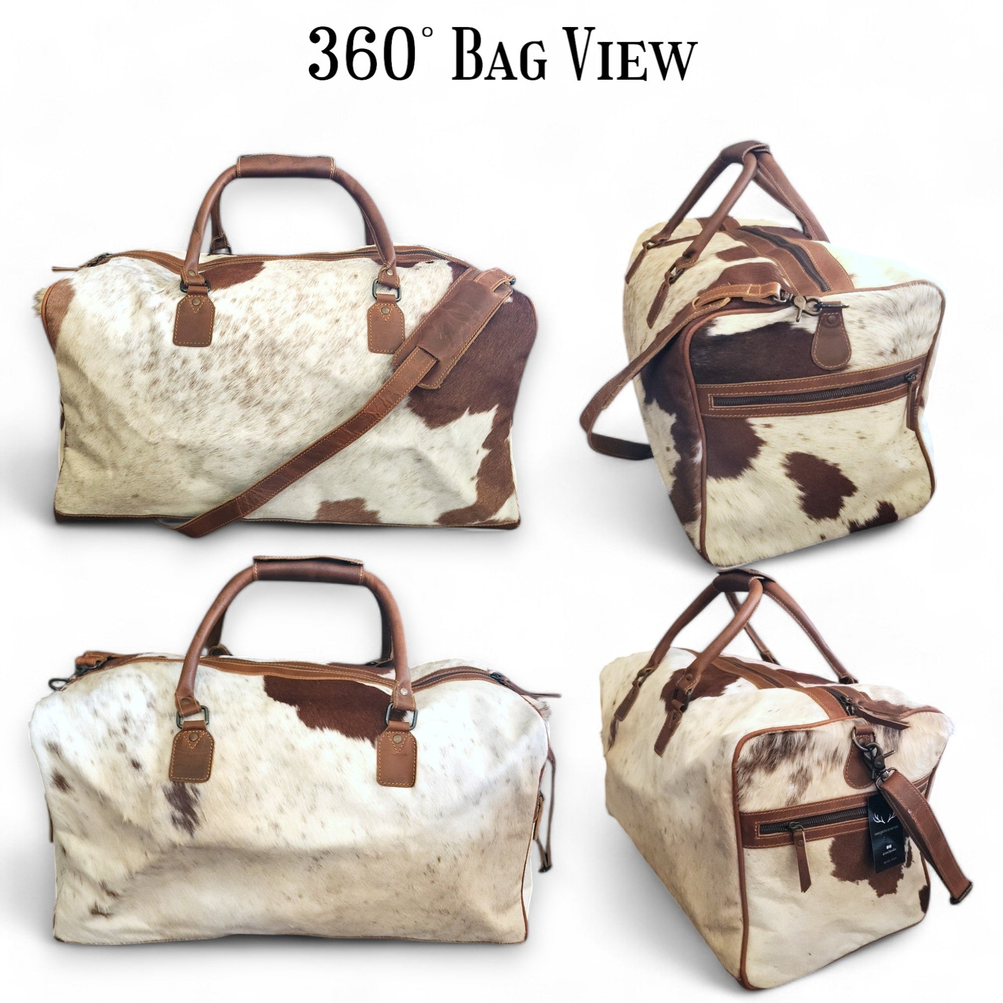 Sample Sale Highlands Saddle Large Genuine Cowhide Weekender Cowhide Duffel #4 - Ranch Junkie Mercantile LLC 