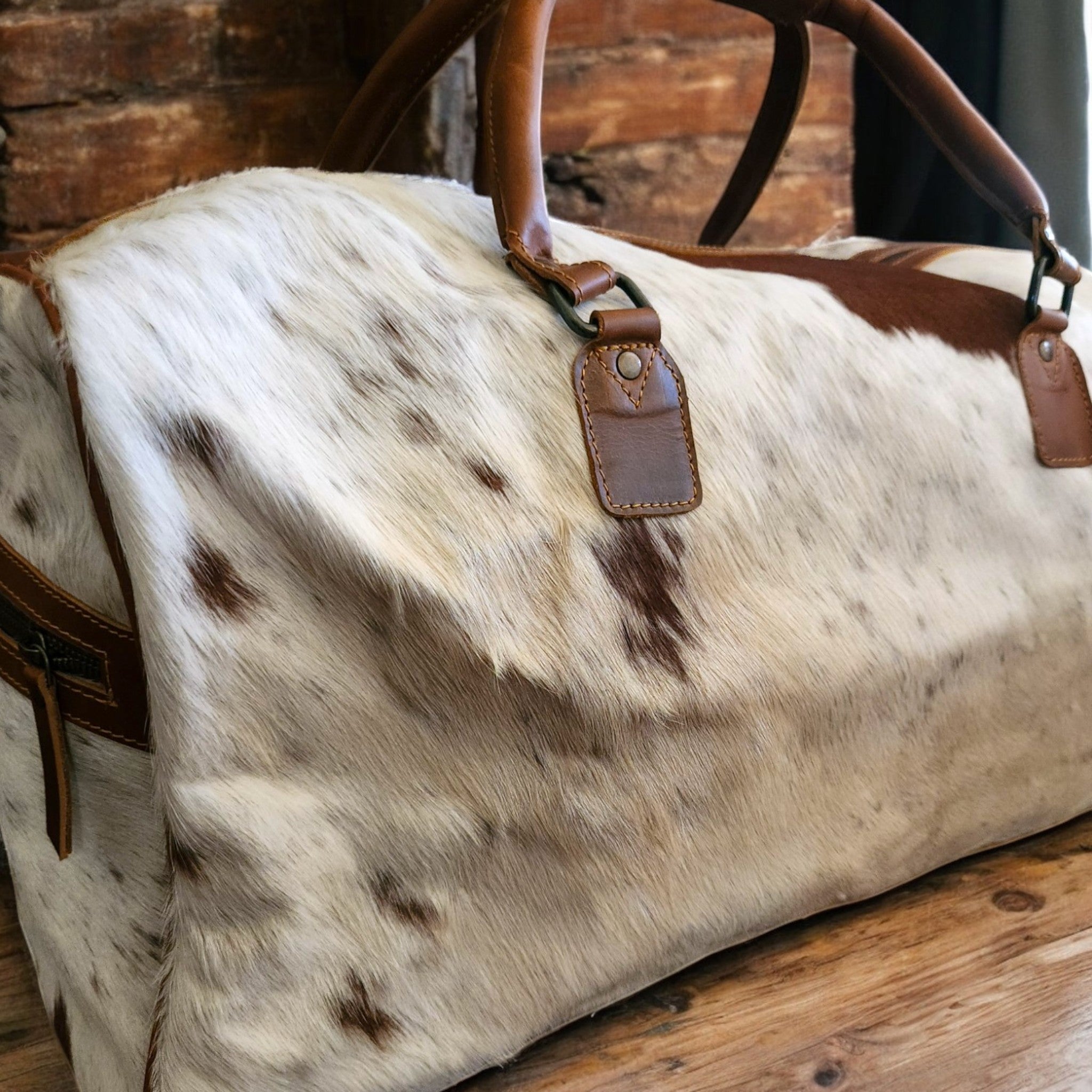 Sample Sale Highlands Saddle Large Genuine Cowhide Weekender Cowhide Duffel #4 - Ranch Junkie Mercantile LLC 