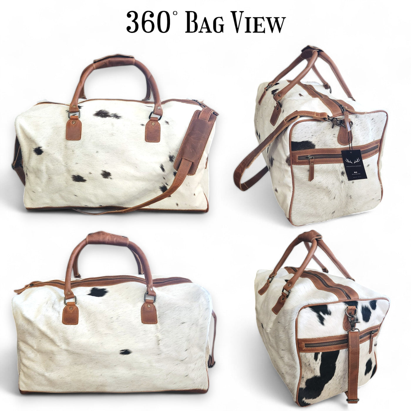 Sample Sale Highlands Black And White Large Genuine Cowhide Weekender Cowhide Duffel #5 - Ranch Junkie Mercantile LLC 