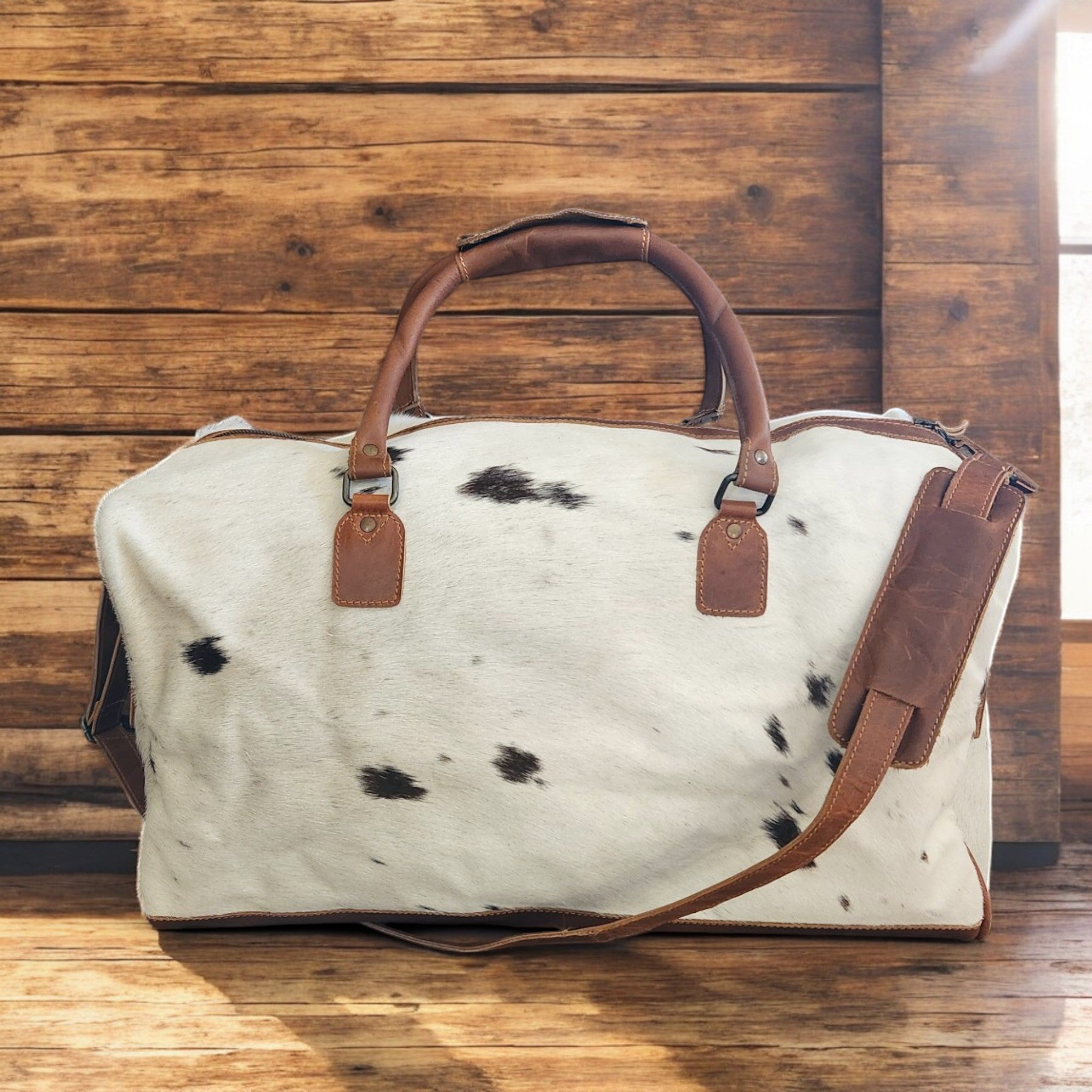 Sample Sale Highlands Black And White Large Genuine Cowhide Weekender Cowhide Duffel #5 - Ranch Junkie Mercantile LLC 