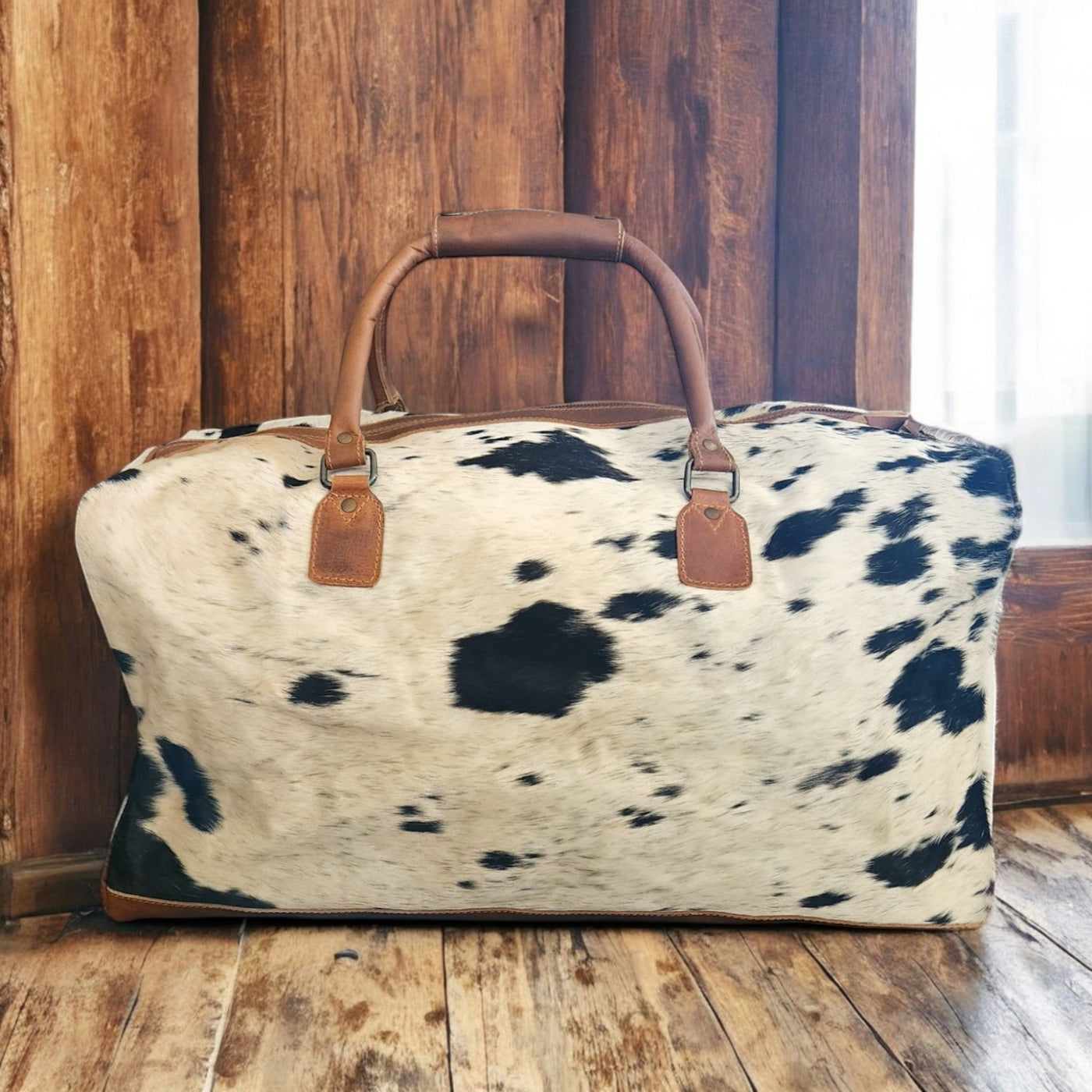 Sample Sale Highlands Black And White Large Genuine Cowhide Weekender Cowhide Duffel #7 - Ranch Junkie Mercantile LLC 