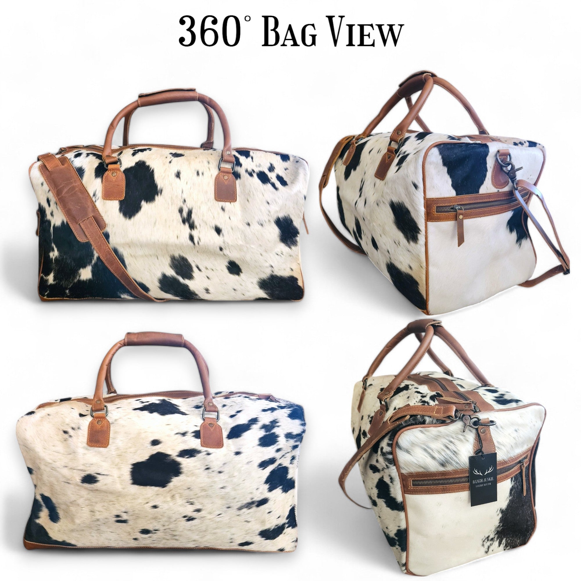 Sample Sale Highlands Black And White Large Genuine Cowhide Weekender Cowhide Duffel #7 - Ranch Junkie Mercantile LLC 