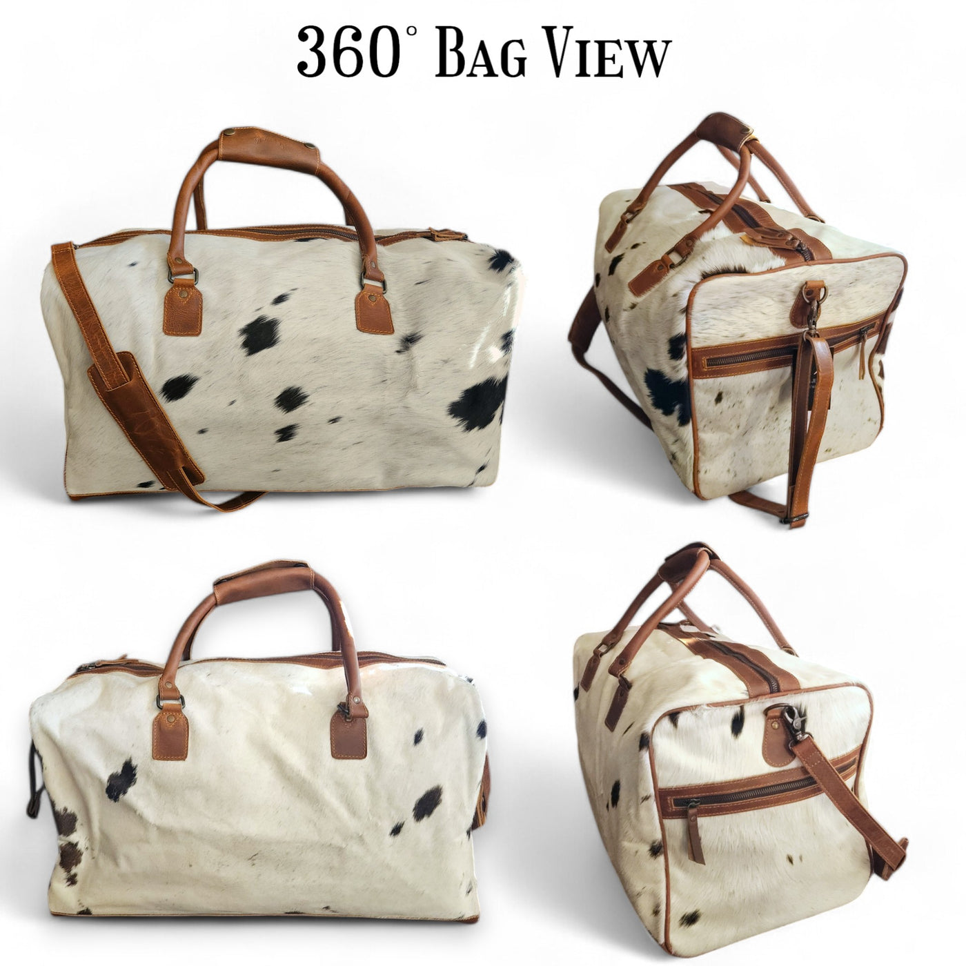 Sample Sale Highlands Black And White Large Genuine Cowhide Weekender Cowhide Duffel #8 - Ranch Junkie Mercantile LLC 