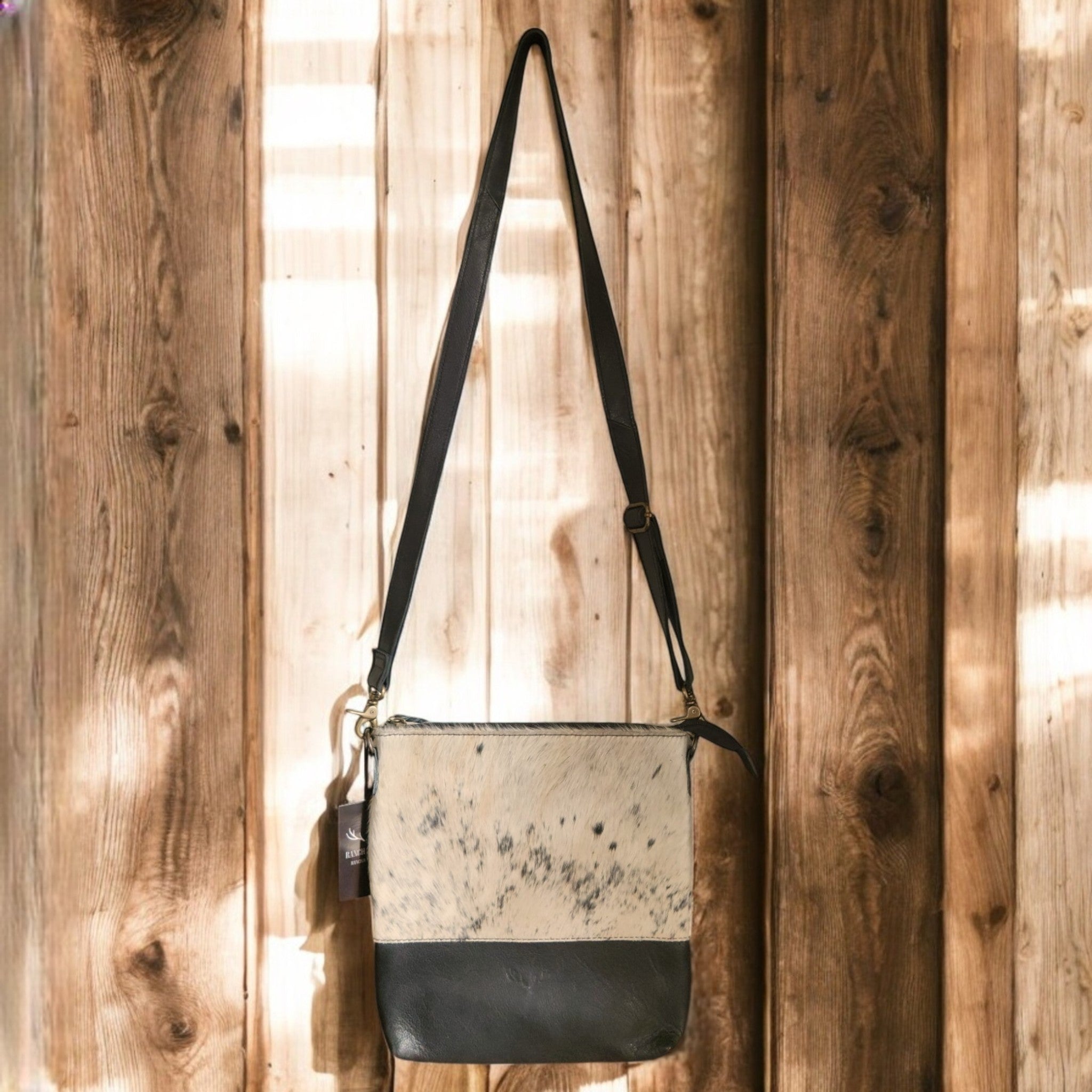 Sample Sale Highlands Genuine Cowhide Large Black Crossbody Bag Crossbody Purse #9 - Ranch Junkie Mercantile LLC 