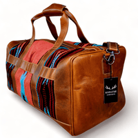 Southwestern Saddle Blanket Aztec Weekender Sedona Leather Duffel Bag - Ranch Junkie Mercantile LLC 