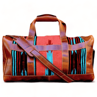 Southwestern Saddle Blanket Aztec Weekender Sedona Leather Duffel Bag - Ranch Junkie Mercantile LLC 