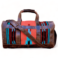 Southwestern Saddle Blanket Aztec Weekender Sedona Leather Duffel Bag - Ranch Junkie Mercantile LLC 