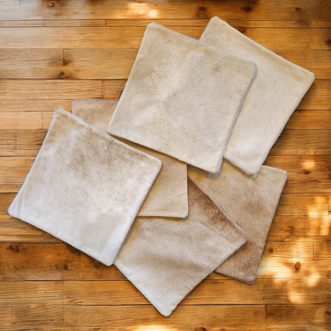 18x18 Toasted Marshmallow Palomino Genuine Cowhide Pillow Covers Double Sided Highlands Cowhide Pillow - Ranch Junkie Mercantile LLC 