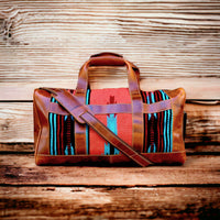 Southwestern Saddle Blanket Aztec Weekender Sedona Leather Duffel Bag - Ranch Junkie Mercantile LLC 