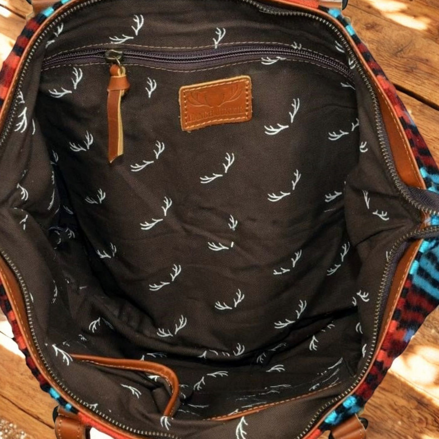 Bundle Deal The Sedona Southwestern Leather Aztec Weekender Duffel Bag+ Large Western Tote Bag