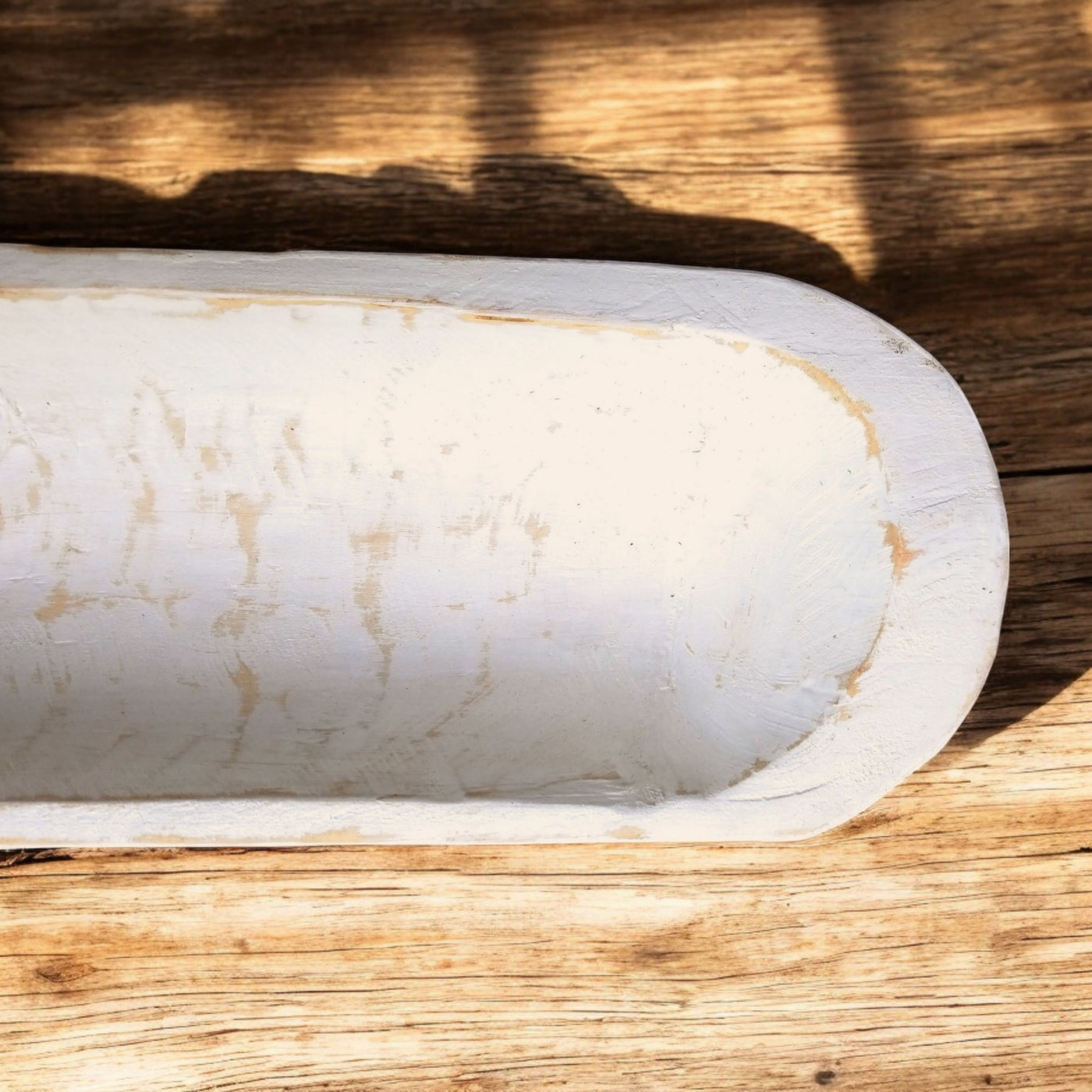 18"-21.5" Long Rustic White Baguette Dough Bowl, Decorative Bowl, Table Center Piece, Decorative Bowl The New Dawn Bowl Rustic White - Ranch Junkie Mercantile LLC 