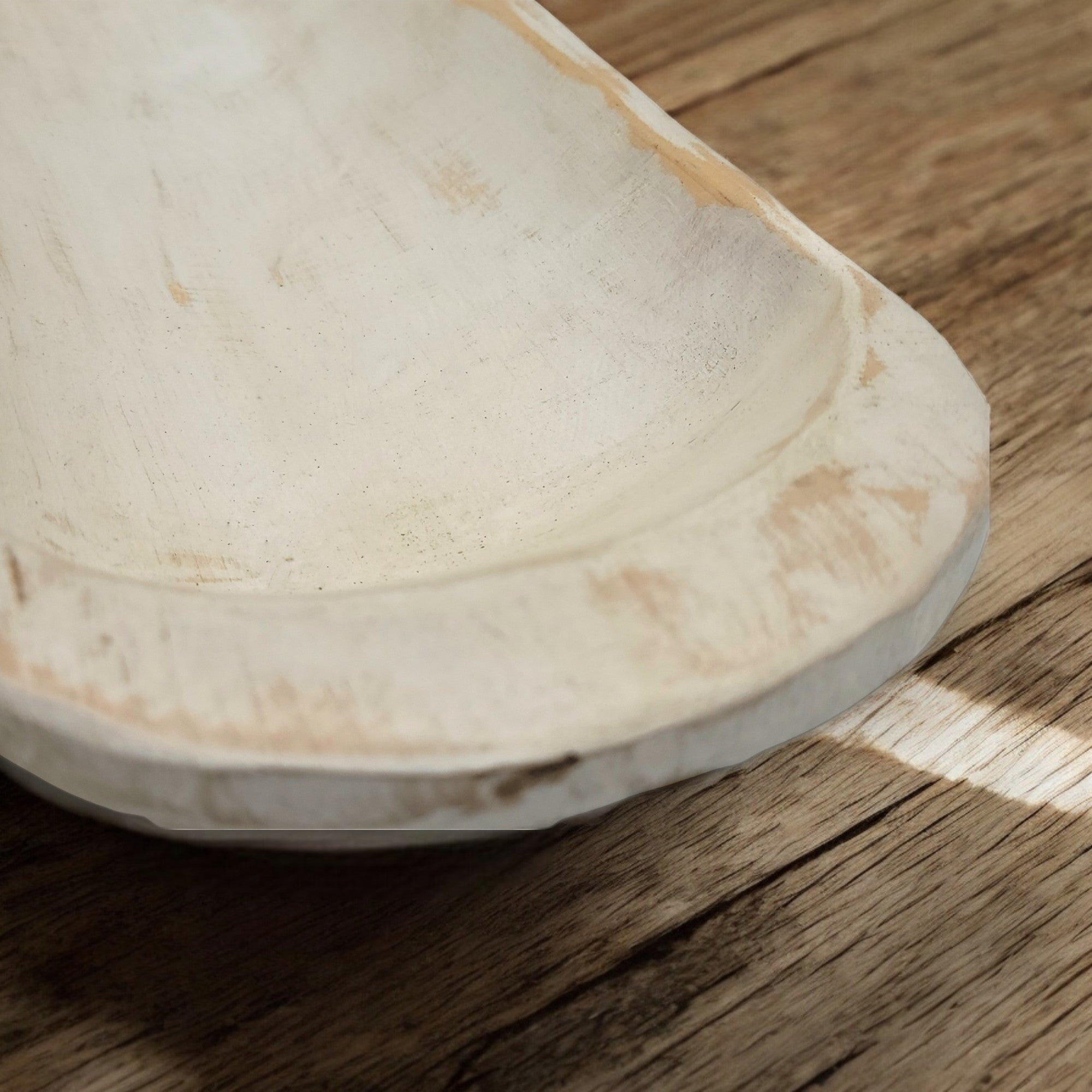 18"-21.5" Long Rustic White Baguette Dough Bowl, Decorative Bowl, Table Center Piece, Decorative Bowl The New Dawn Bowl Rustic White - Ranch Junkie Mercantile LLC 