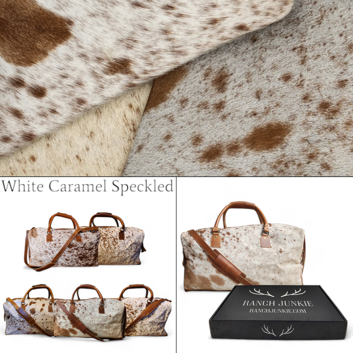 Saddle Large Genuine Cowhide Weekender Highlands Cowhide Duffel - Ranch Junkie Mercantile LLC 