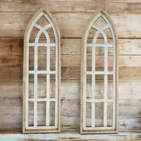 Set Of 2 White Waters Cathedral Windows - Farmhouse Cathedral Windows Rustic White 4 Sizes - Ranch Junkie Mercantile LLC 