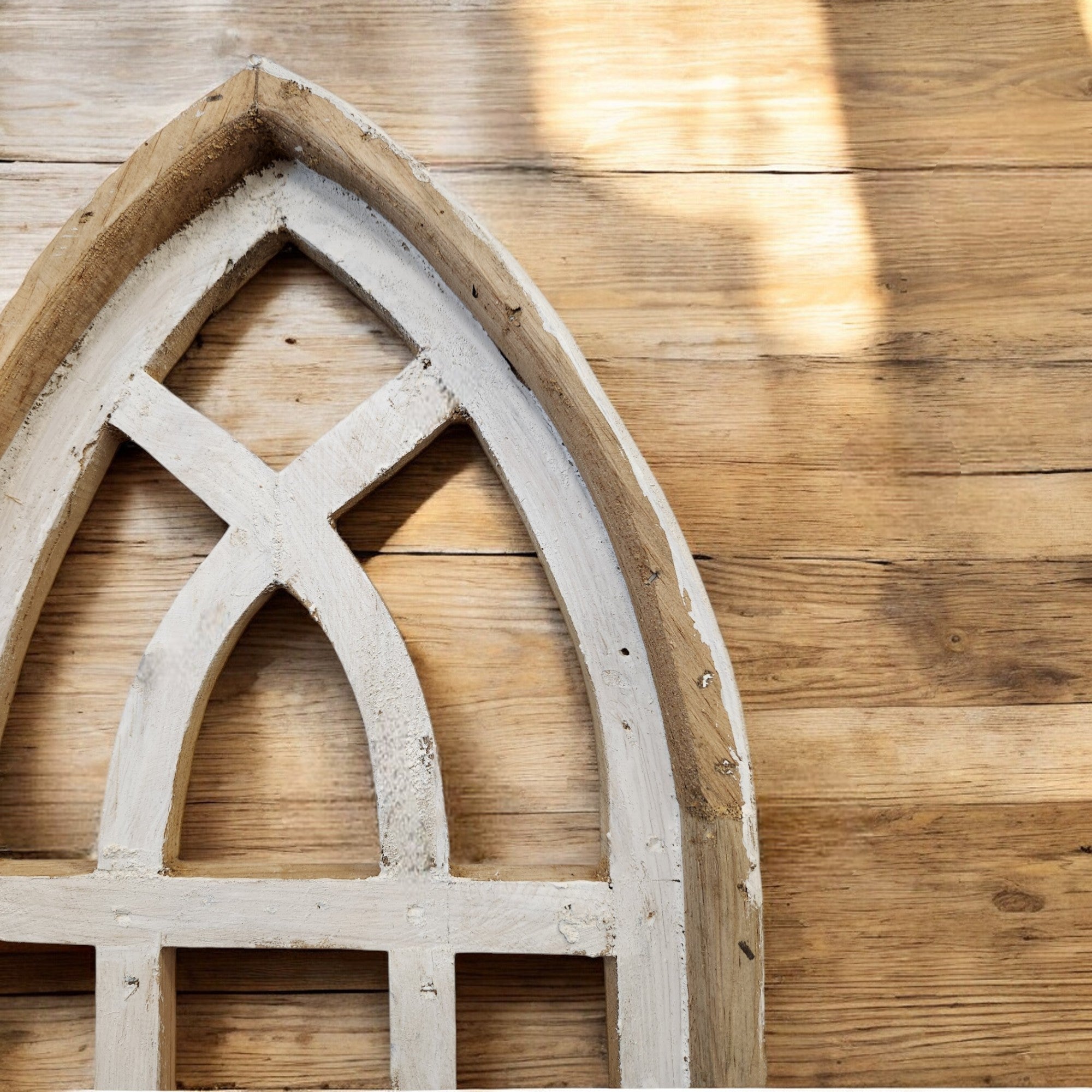 Set of 2 Mini White Waters Cathedral Wood Window - The Mini Whitewaters Cathedral Window - Ranch Junkie Mercantile LLC 