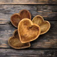 Wood Heart Bowl- Three Sizes- Wood Dough Bowl - Ranch Junkie Mercantile LLC 