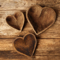 Wood Heart Bowl- Three Sizes- Wood Dough Bowl - Ranch Junkie Mercantile LLC 