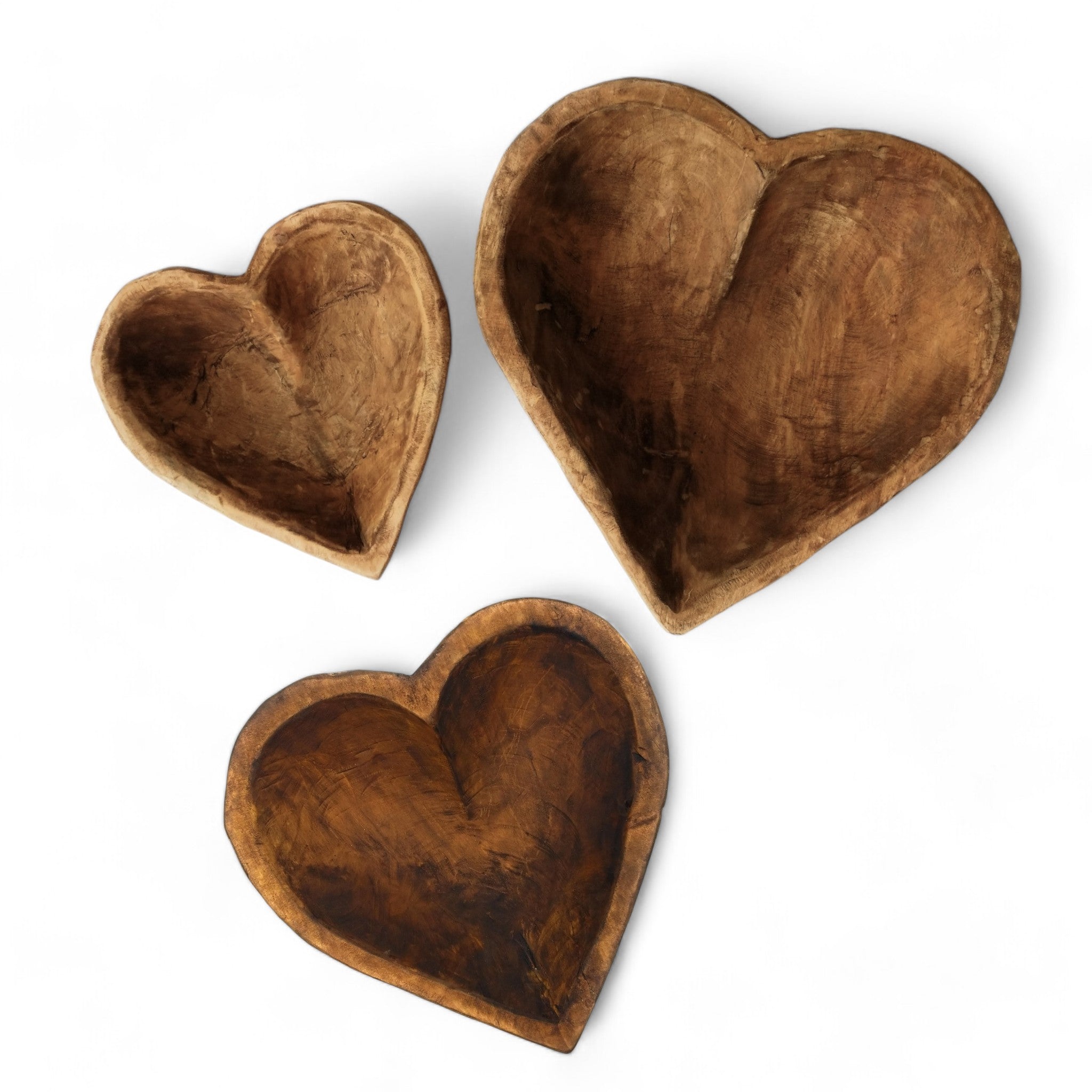 Wood Heart Bowl- Three Sizes- Wood Dough Bowl - Ranch Junkie Mercantile LLC 