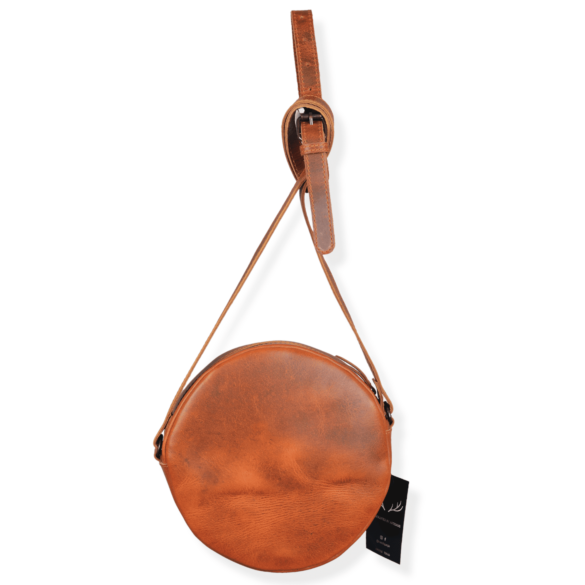 Buy Round Leather Bag, Small Shoulder Bag, Handmade in Italy Online in  India - Etsy
