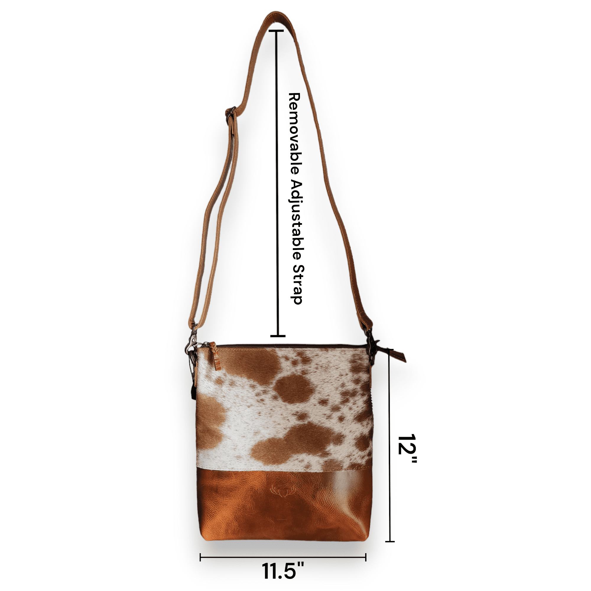 Brown and White Genuine Hairon good Cowhide and Leather Western Crossbody Purse Bag