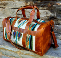 Bundle Deal-Aspen Southwestern Handwoven Wool Leather Weekender + Aspen Handwoven Wool Tote Purse - Ranch Junkie Mercantile LLC 